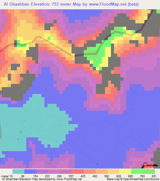 Al Ghashban,United Arab Emirates Elevation Map