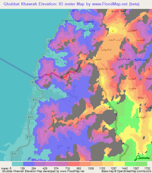 Ghubbat Khawrah,United Arab Emirates Elevation Map