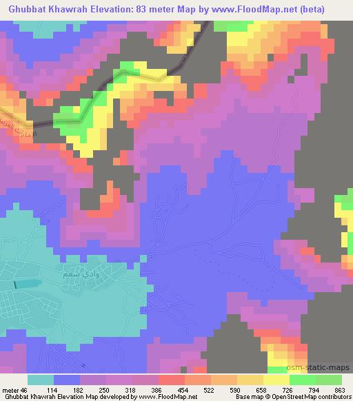 Ghubbat Khawrah,United Arab Emirates Elevation Map