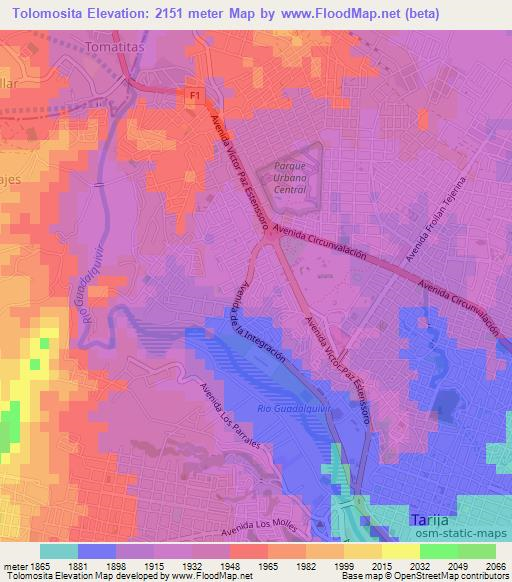 Tolomosita,Bolivia Elevation Map