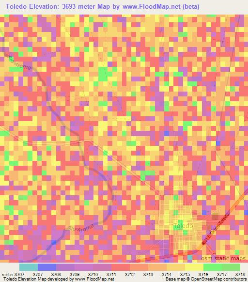 Toledo,Bolivia Elevation Map
