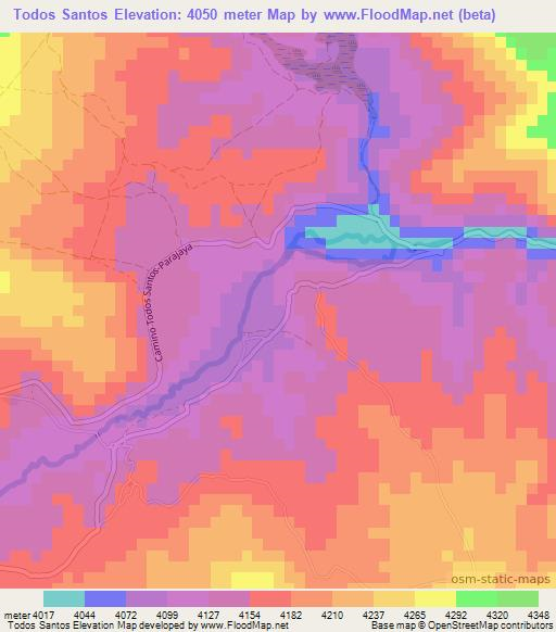 Todos Santos,Bolivia Elevation Map