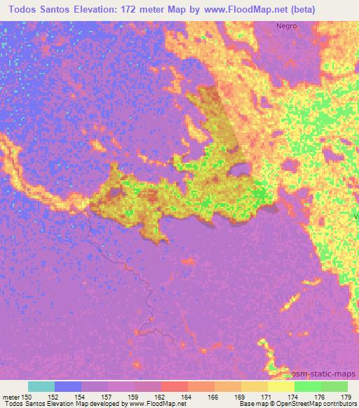 Todos Santos,Bolivia Elevation Map