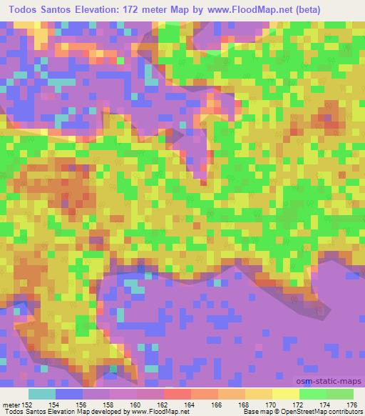 Todos Santos,Bolivia Elevation Map