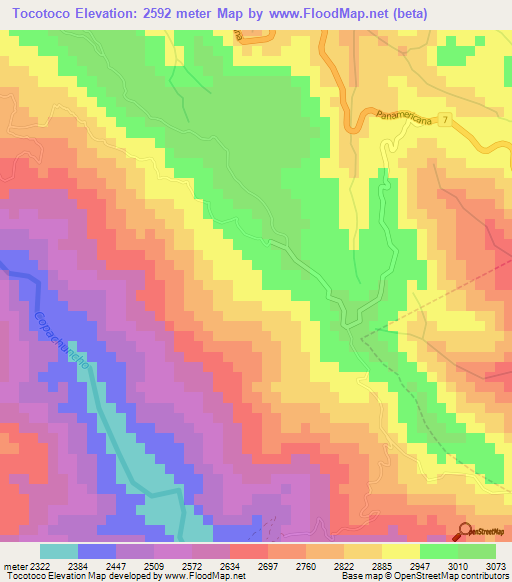 Tocotoco,Bolivia Elevation Map