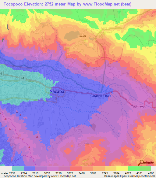 Tocopoco,Bolivia Elevation Map