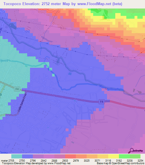 Tocopoco,Bolivia Elevation Map
