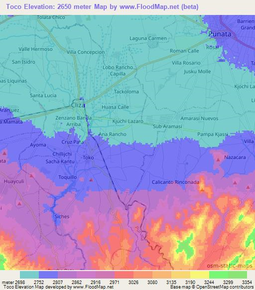 Toco,Bolivia Elevation Map