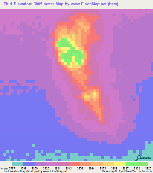 Titiri,Bolivia Elevation Map