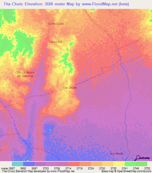 Tita Chuto,Bolivia Elevation Map
