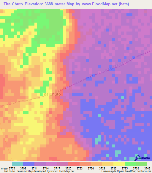 Tita Chuto,Bolivia Elevation Map