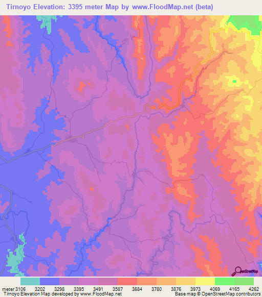 Tirnoyo,Bolivia Elevation Map