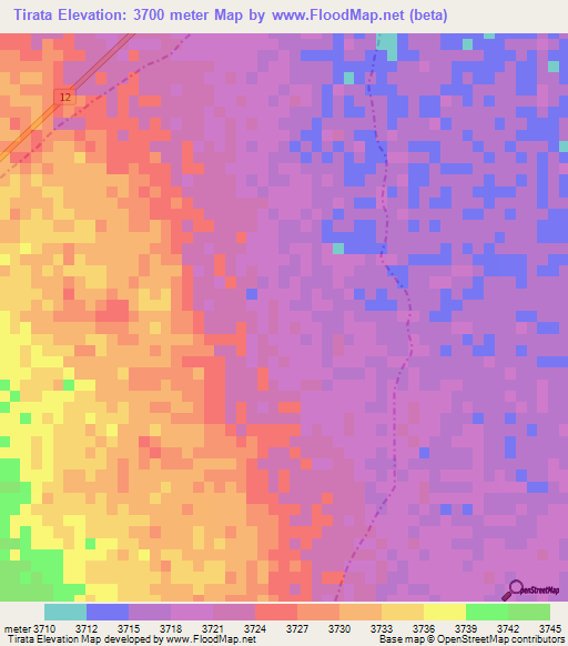 Tirata,Bolivia Elevation Map