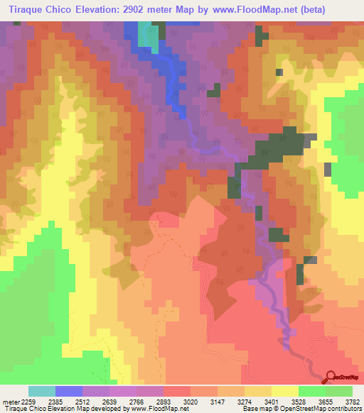 Tiraque Chico,Bolivia Elevation Map