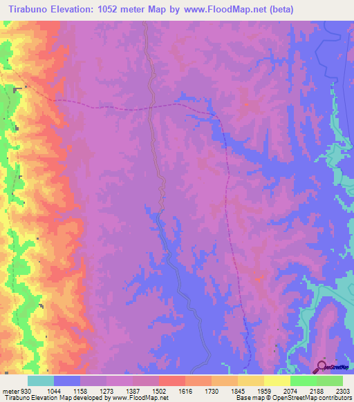 Tirabuno,Bolivia Elevation Map