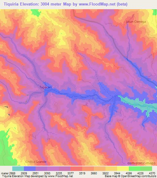 Tiquiria,Bolivia Elevation Map
