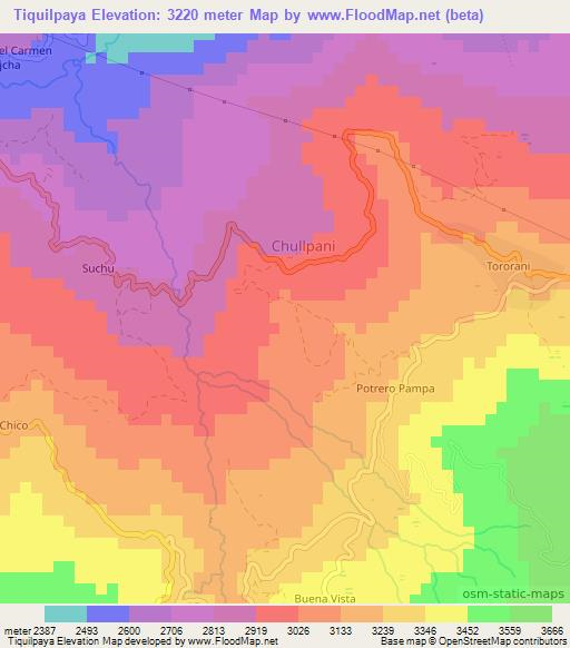 Tiquilpaya,Bolivia Elevation Map