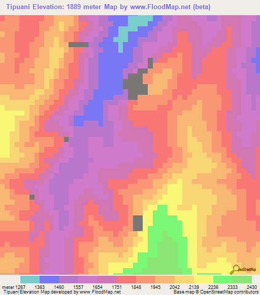 Tipuani,Bolivia Elevation Map