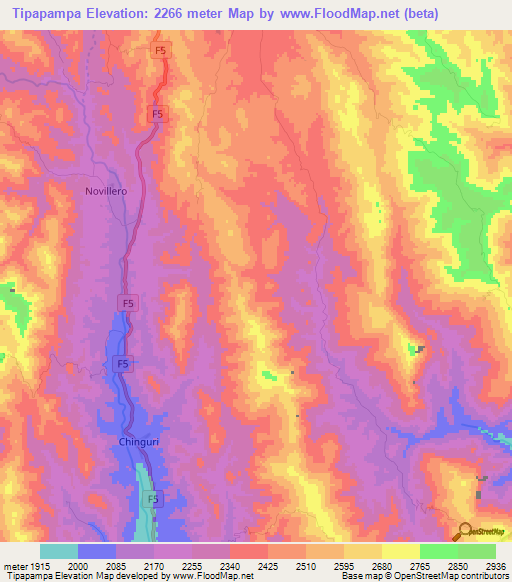 Tipapampa,Bolivia Elevation Map