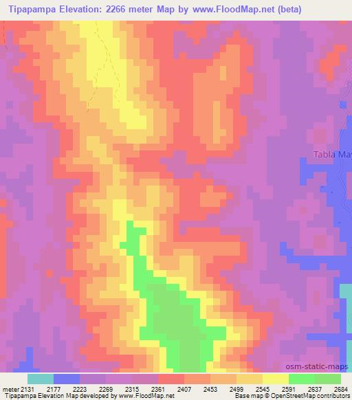 Tipapampa,Bolivia Elevation Map