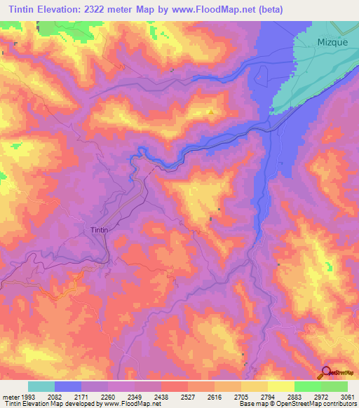 Tintin,Bolivia Elevation Map