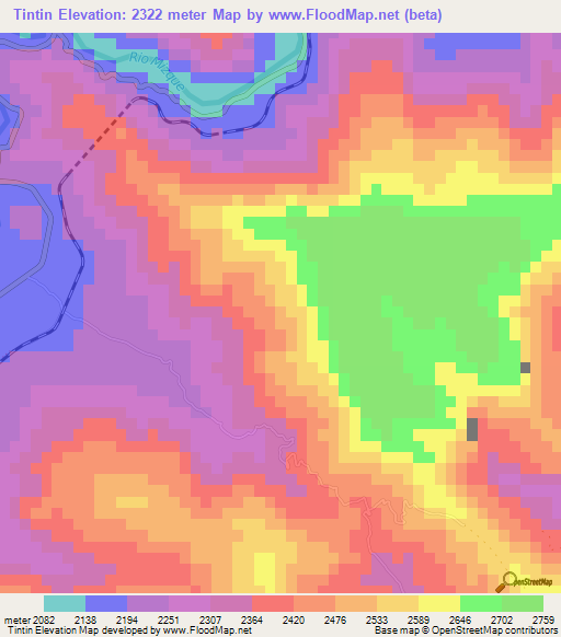 Tintin,Bolivia Elevation Map