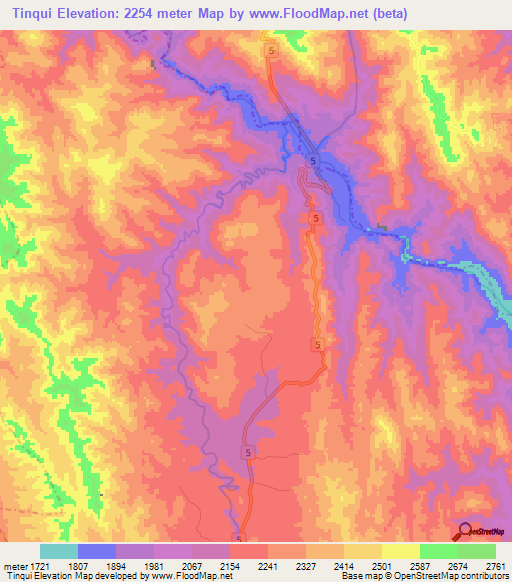 Tinqui,Bolivia Elevation Map