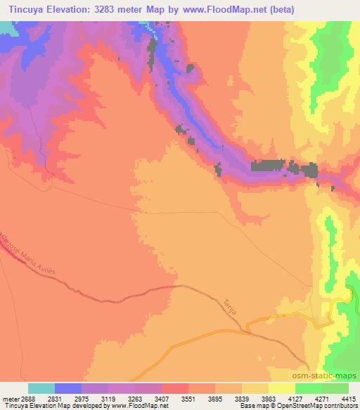 Tincuya,Bolivia Elevation Map