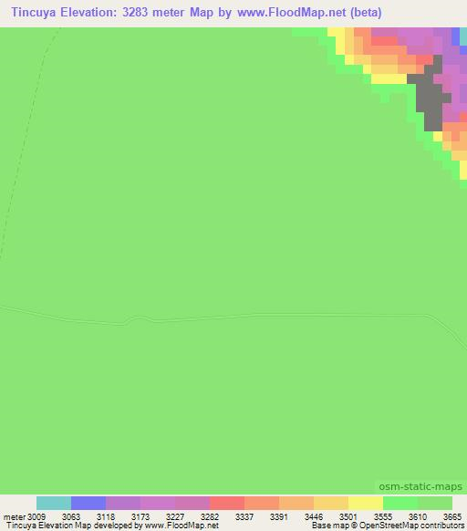 Tincuya,Bolivia Elevation Map