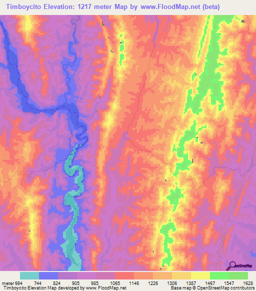 Timboycito,Bolivia Elevation Map