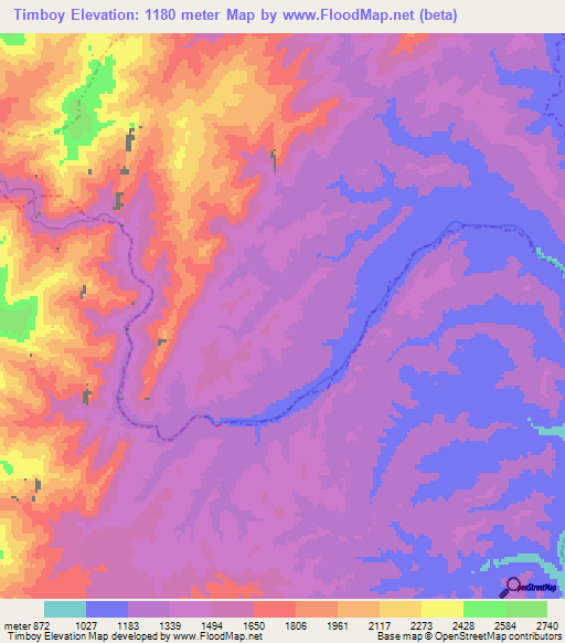 Timboy,Bolivia Elevation Map