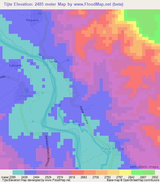 Tijte,Bolivia Elevation Map