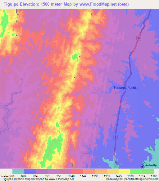 Tiguipa,Bolivia Elevation Map