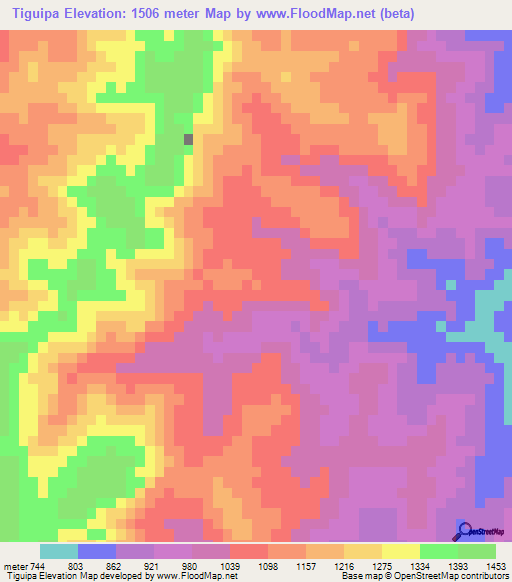 Tiguipa,Bolivia Elevation Map