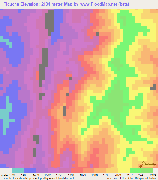 Ticucha,Bolivia Elevation Map