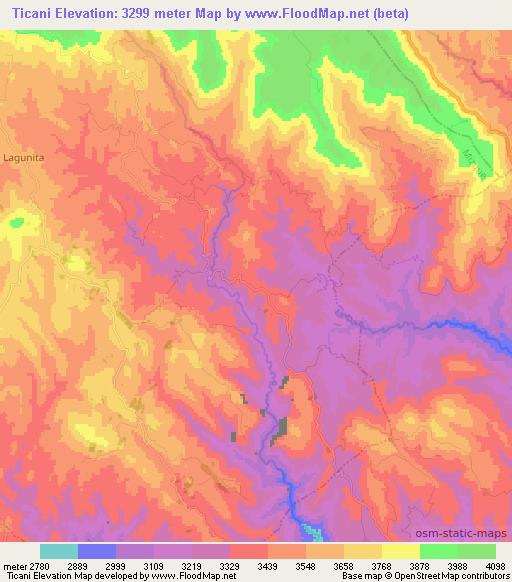 Ticani,Bolivia Elevation Map