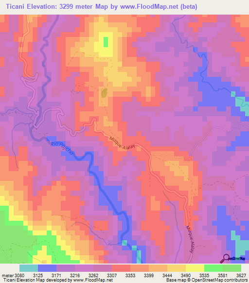 Ticani,Bolivia Elevation Map
