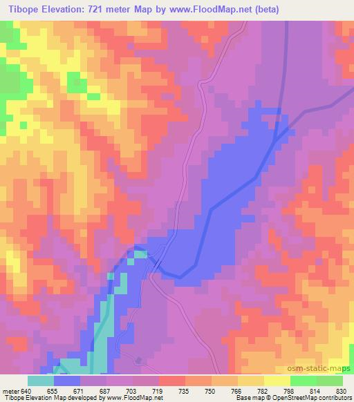 Tibope,Bolivia Elevation Map