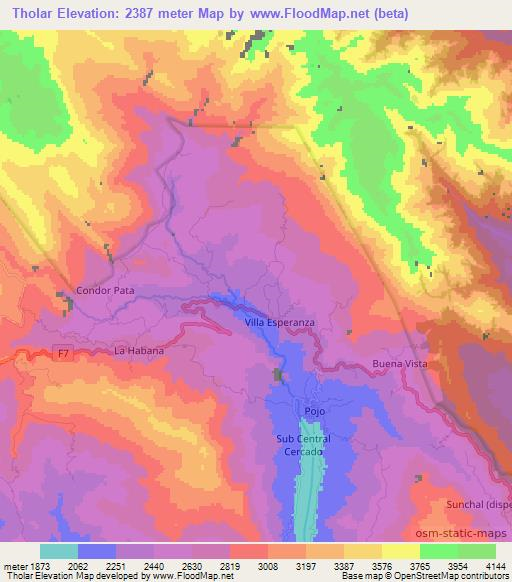 Tholar,Bolivia Elevation Map