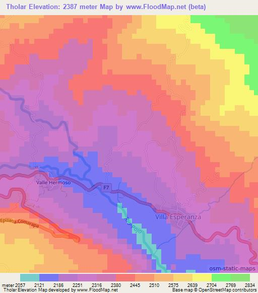 Tholar,Bolivia Elevation Map