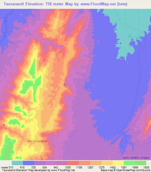 Tauvarandi,Bolivia Elevation Map