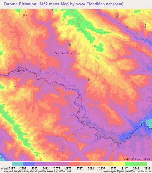 Taroma,Bolivia Elevation Map