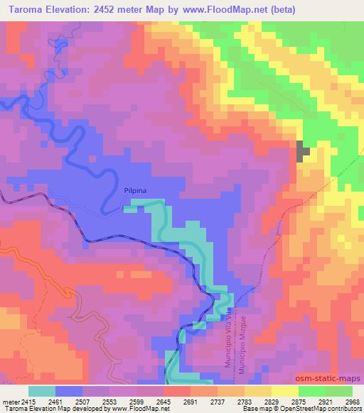 Taroma,Bolivia Elevation Map