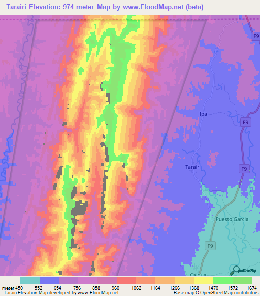Tarairi,Bolivia Elevation Map