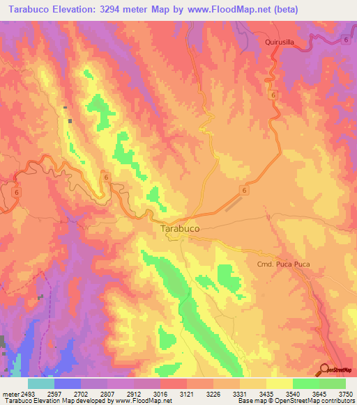 Tarabuco,Bolivia Elevation Map