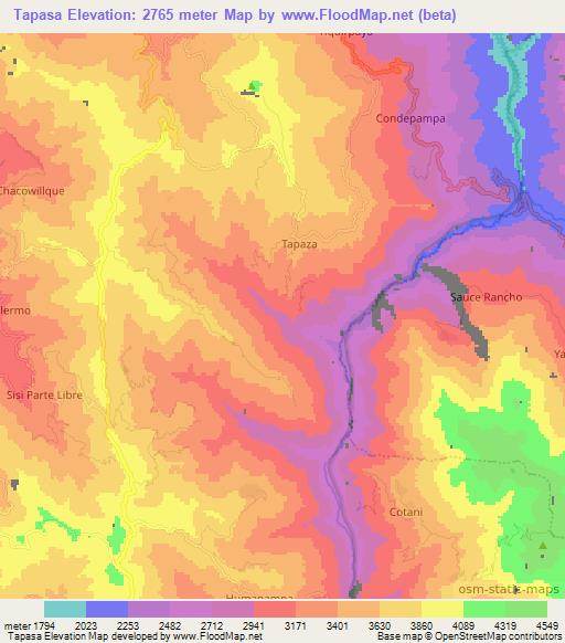 Tapasa,Bolivia Elevation Map