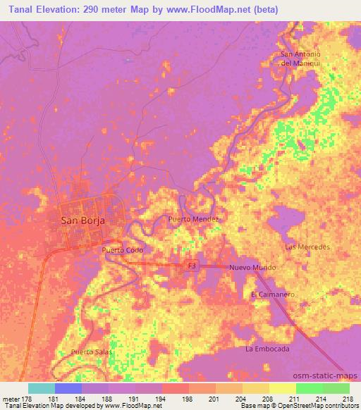Tanal,Bolivia Elevation Map