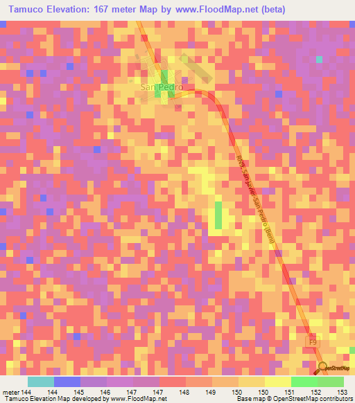 Tamuco,Bolivia Elevation Map