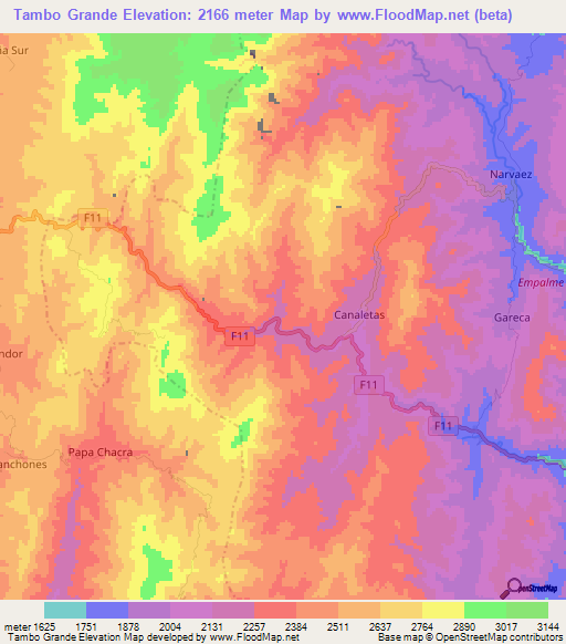 Tambo Grande,Bolivia Elevation Map