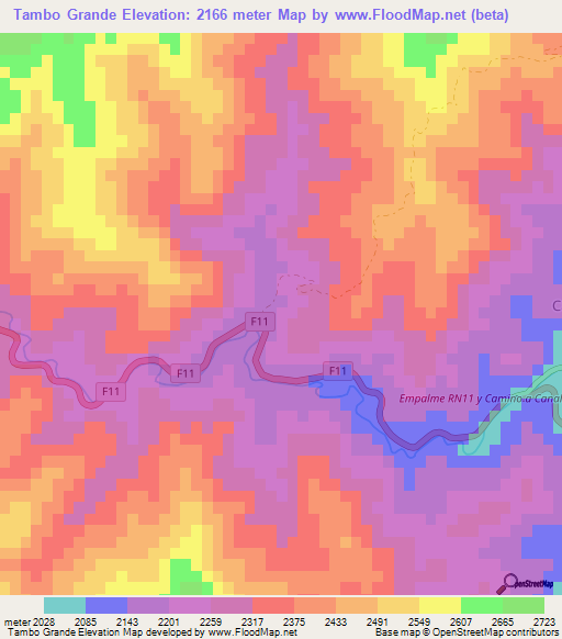 Tambo Grande,Bolivia Elevation Map